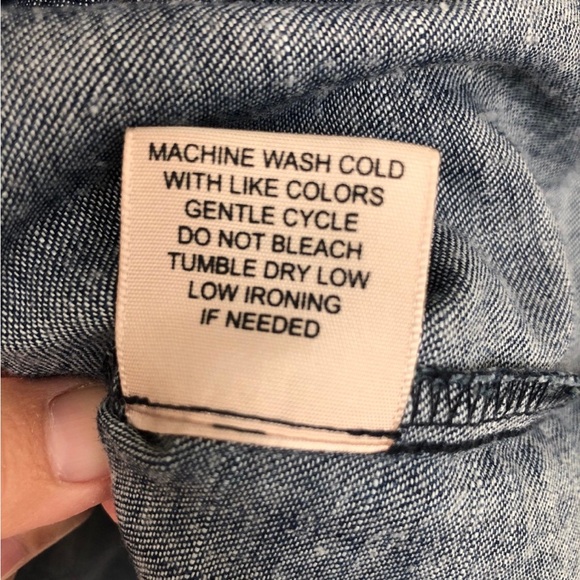 Philosophy Blue Chambray Off-Shoulder Mini A-Line Dress - Picture 8 of 9